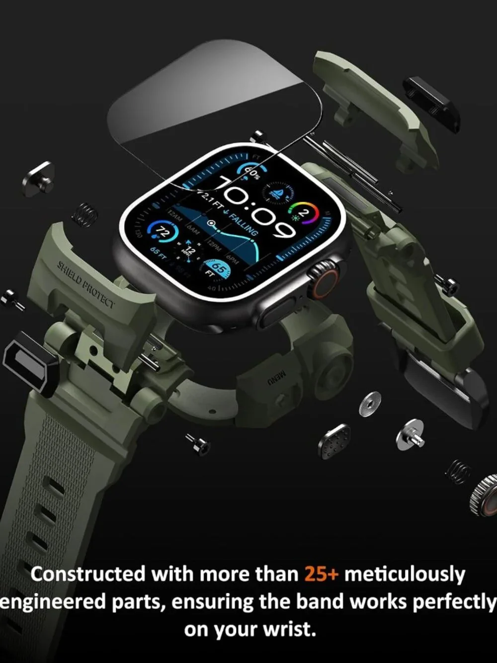 Rugged Case - Band for Apple Watch 49mm,Compatible with Apple Watch Ultra 3/2/1